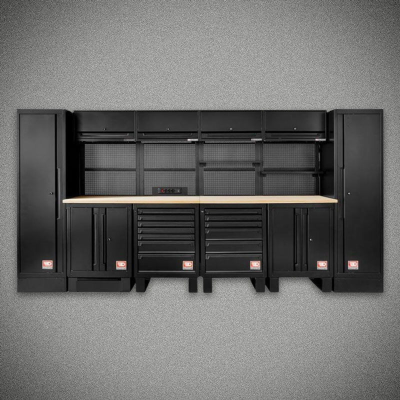 Zestaw mebli ROLL, czarny, blat drewniany